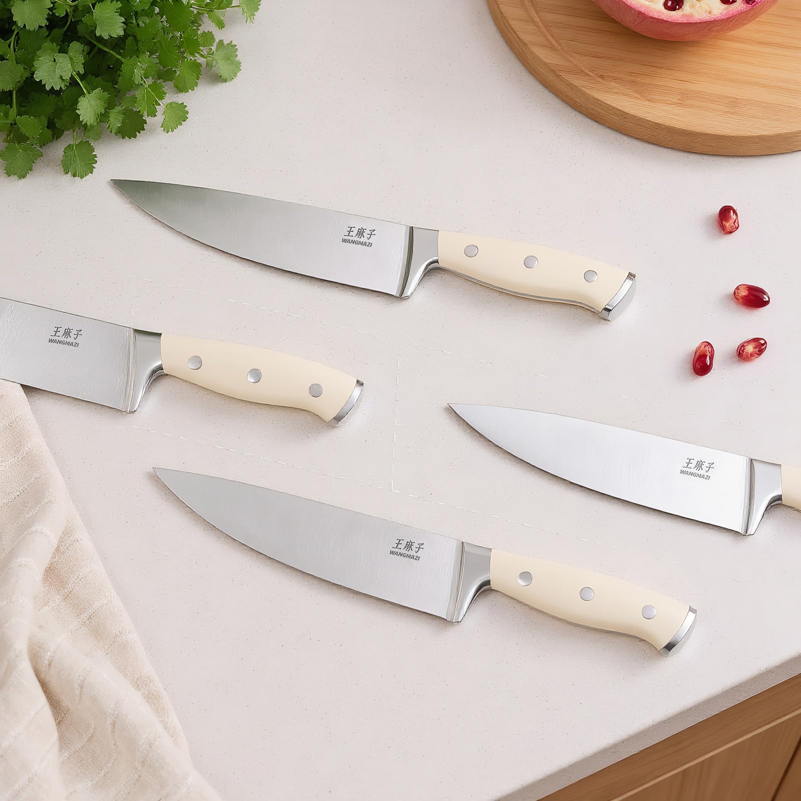 WANGMAZI 15-Pcs Knife Block Set, Ultra Sharp