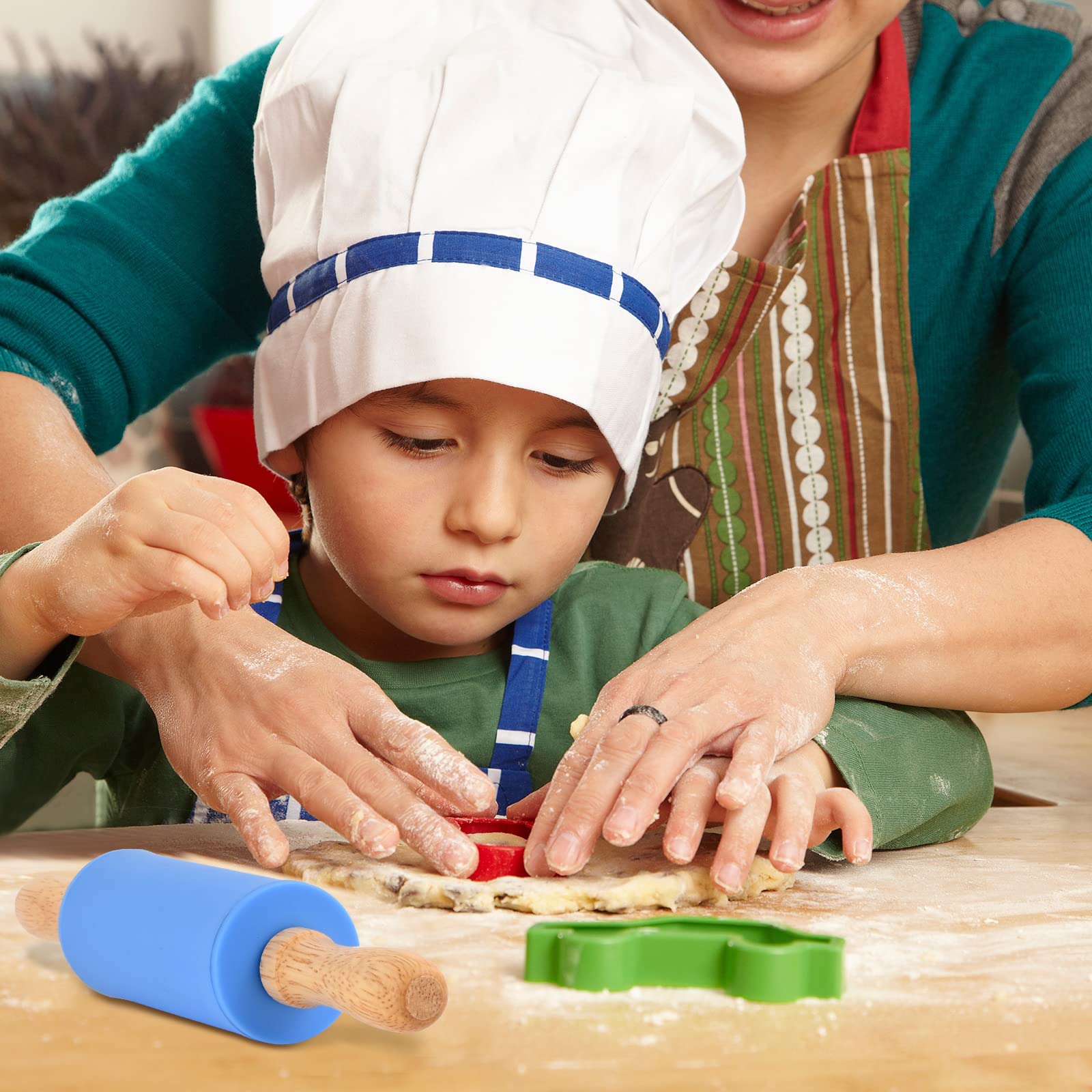 Honglida Mini Silicone Rolling Pin for Kids, Non-stick Surface Wood Handle, 9 Inch 20 Pack