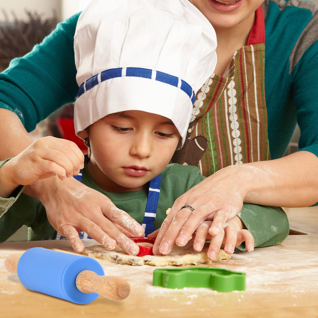Honglida Mini Silicone Rolling Pin for Kids, Non-stick Surface Wood Handle, 9 Inch 12 Pack