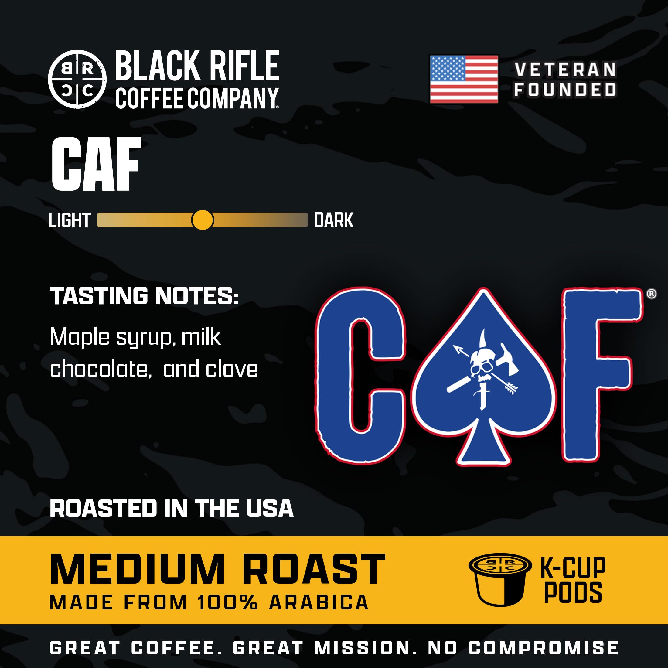 Black Rifle Coffee Company CAF, 12 Count, Medium Roast K Cups - Single Serve K Cups Coffee Pods - Kcup Pods Compatible with all Keurig machines - Made from Arabica Beans