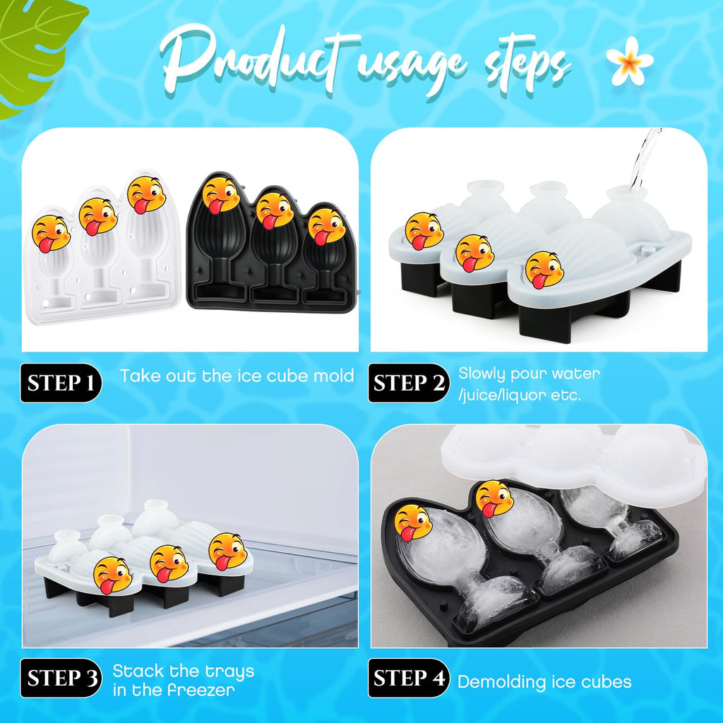 Hoolerry Ice Cube Molds Cube Trays Fun Shapes Silicone Ice Ball Maker with Lid for Whiskey Cocktails Juice Drinks Beverage Crafting Accessories Funny Gift(Black,Multi-size)