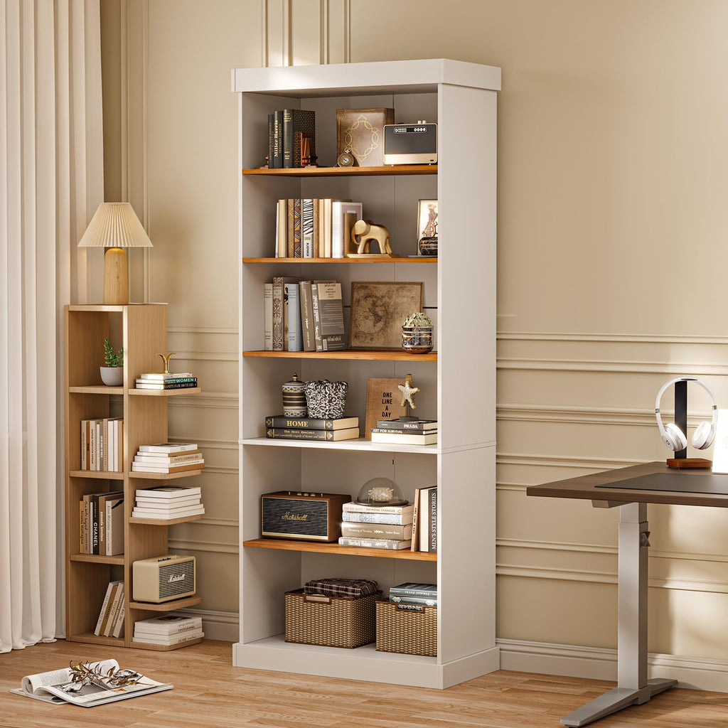 ivaniti 70.8" Tall Farmhouse Kitchen Pantry Cabinet, Modular Storage Cabinet with 6-Tier Adjustable Shelves, White, Wooden Hutch for Living Room, Kitchen, Set of 4