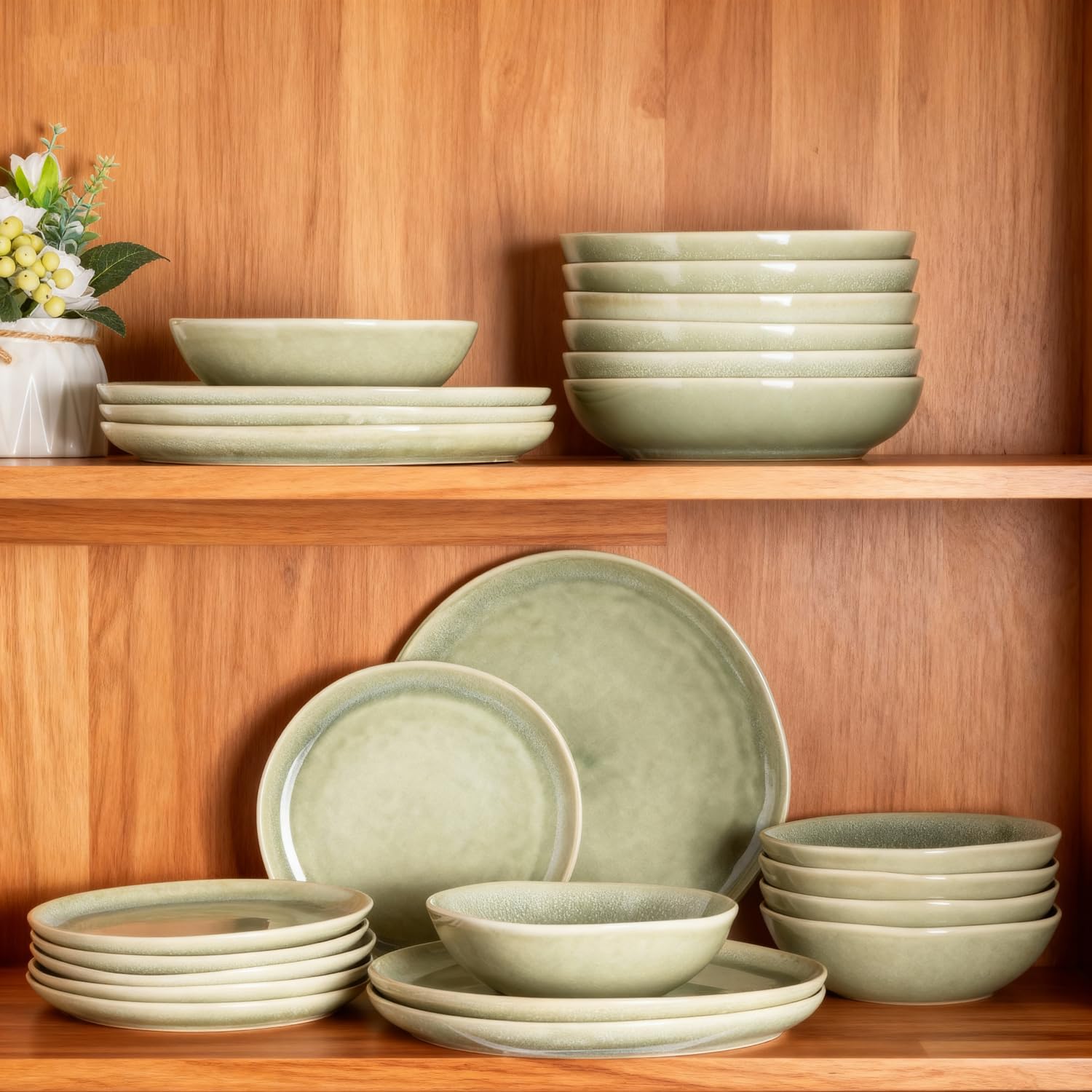 AmorArc Ceramic Dinnerware Sets for 4, 12Pcs Plates and Bowls Sets Dishes