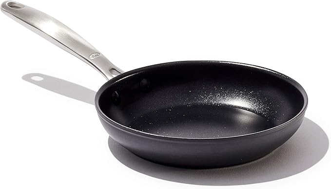 OXO Enhanced 8" Frying Pan Skillet, PFAS-Free Ceramic Nonstick, Durable Hard Anodized Cookware, Scratch Resistant, Stainless Steel Handle, Good Grips, Dishwasher Safe, Oven safe