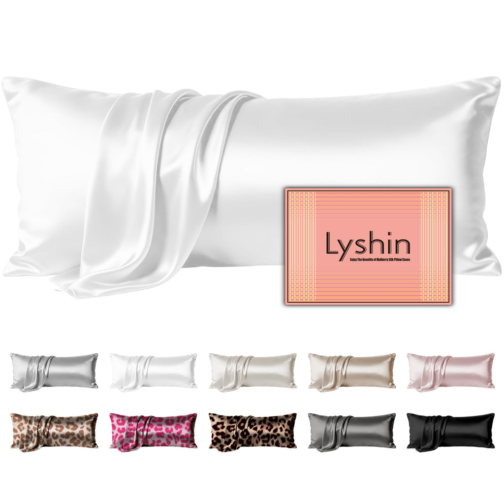 LYSHIN Silk Body Pillow Case with Zipper, Body Pillow Pillowcase, Pink