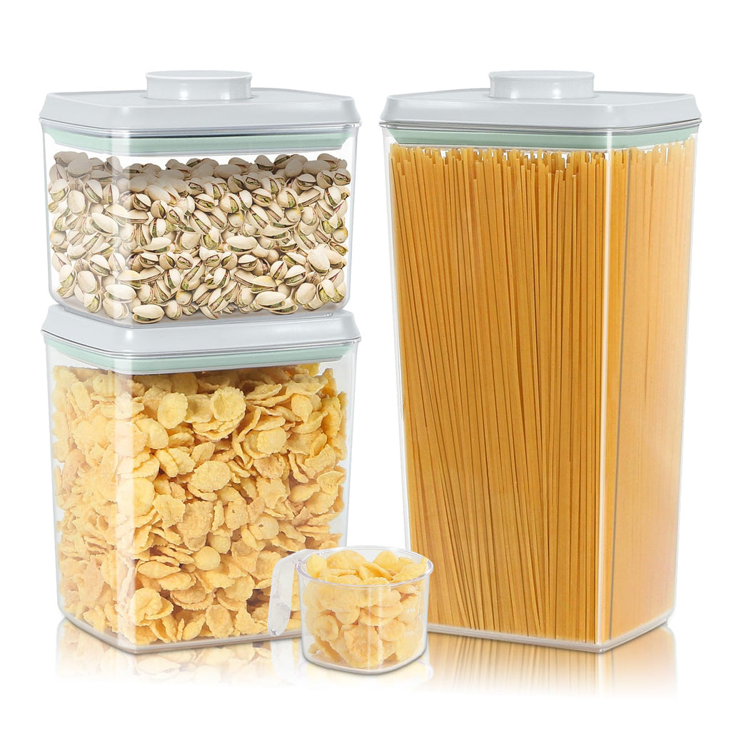 TBMAXS Airtight Rice Container 20 Lbs, Clear PET Plastic Food Storage Container Bin For Flour Sugar, Dry Food Holder with Easy Locking Lid for Kitchen Pantry Organization and Storage