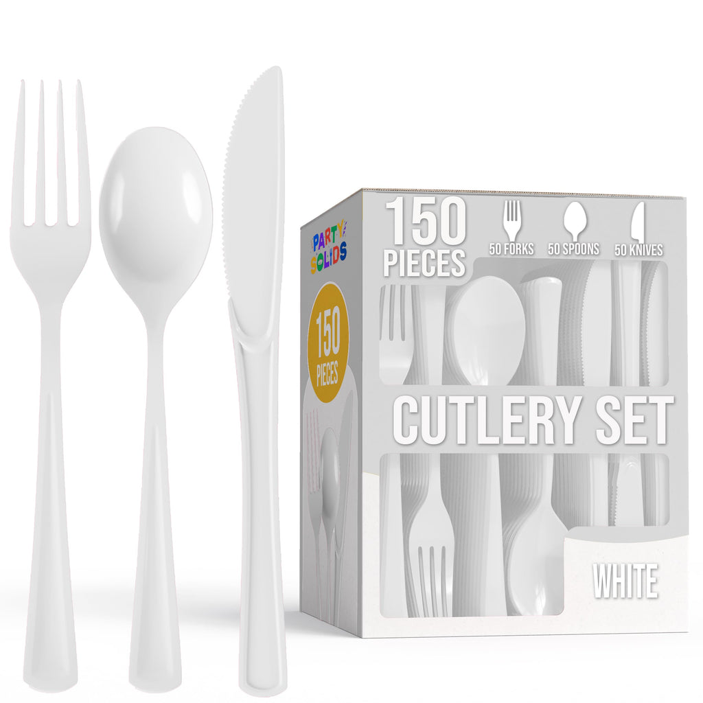 Party Solids Red Plastic Silverware 150 Pcs Red Cutlery Set