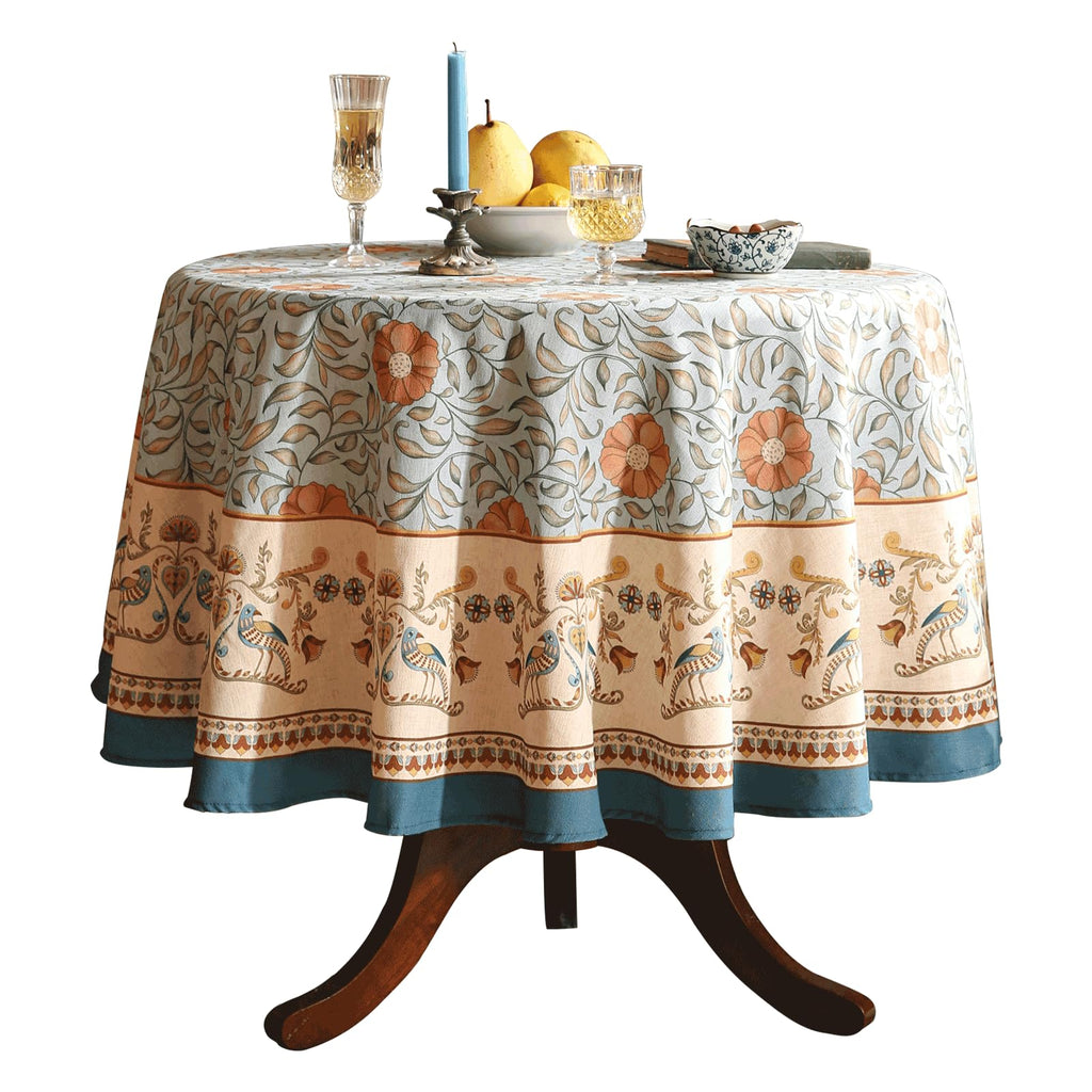 patdrea Vintage French Linen Tablecloth,Round,Diameter 55"-Wensel