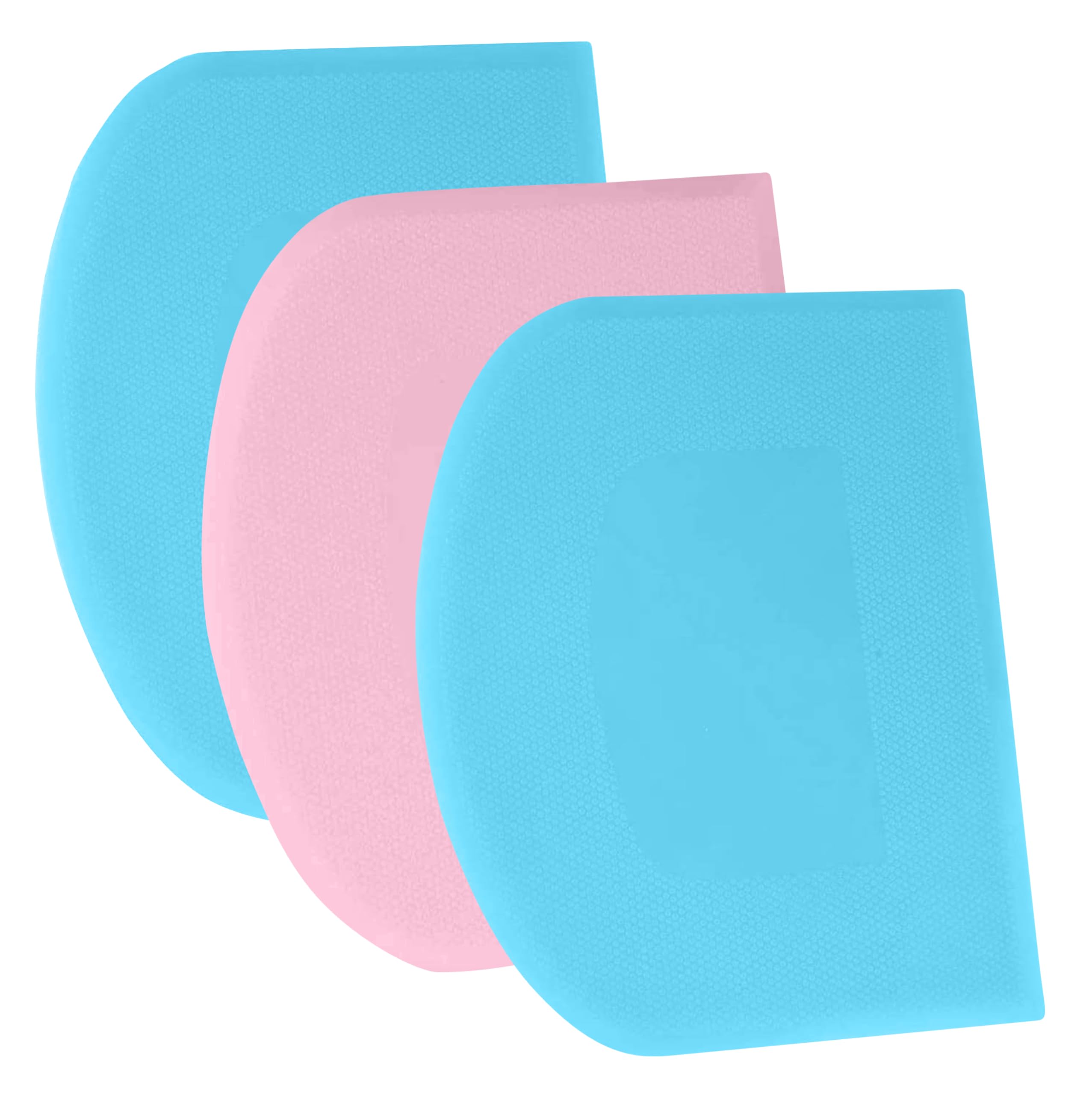 SURDOCA Dough Scraper Bench Scraper - 3P 5.9x4.3" Plastic Flexible Bowl Scraper, Sharp Edge & Angles Cake Scraper. Non-Slip Bakeware Decorating Tools Sculpting & Modeling Tools - Blue+Pink+Blue