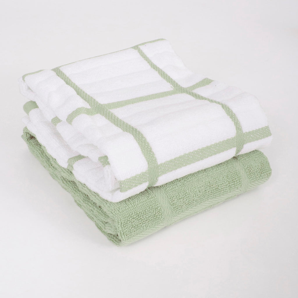 All-Clad Solid & Coordinate Kitchen Towels: Highly Absorbent, Super Soft Long Lasting 100% Cotton, 17" x 30" Tea Towels for Cleaning & Drying Dishes, Pans, Glassware, Countertops, 4-Pack, Fennel