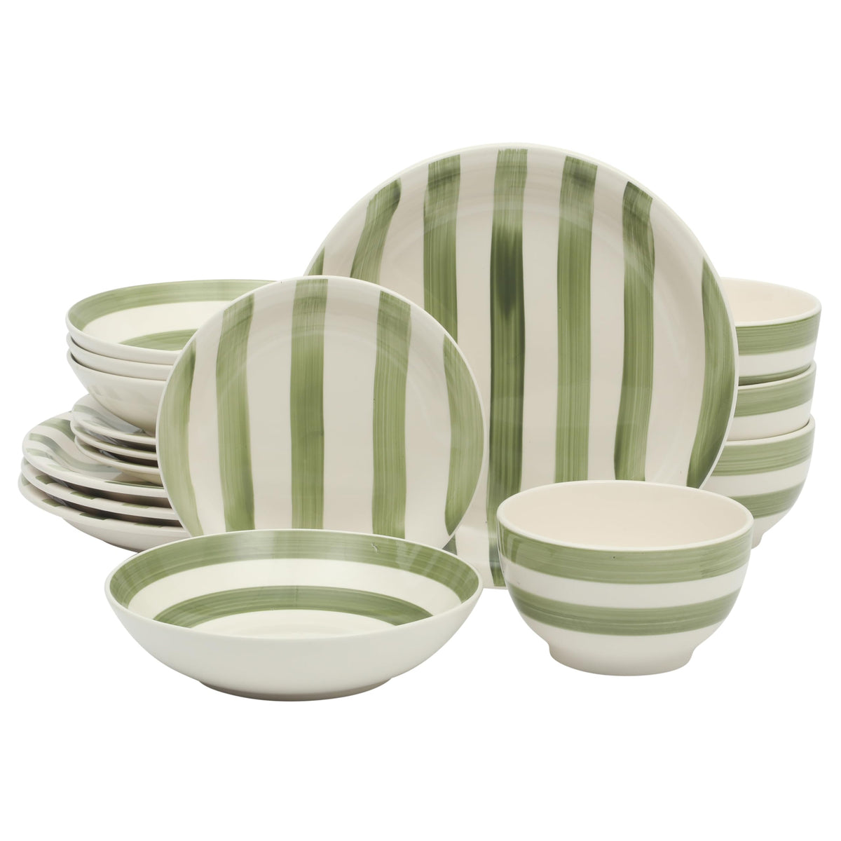 Gibson Home Rockaway 12-Piece Round Stoneware Dinnerware Set, Service for 4 – Cream Plates and Bowls, Modern Matte Finish, Microwave & Dishwasher Safe