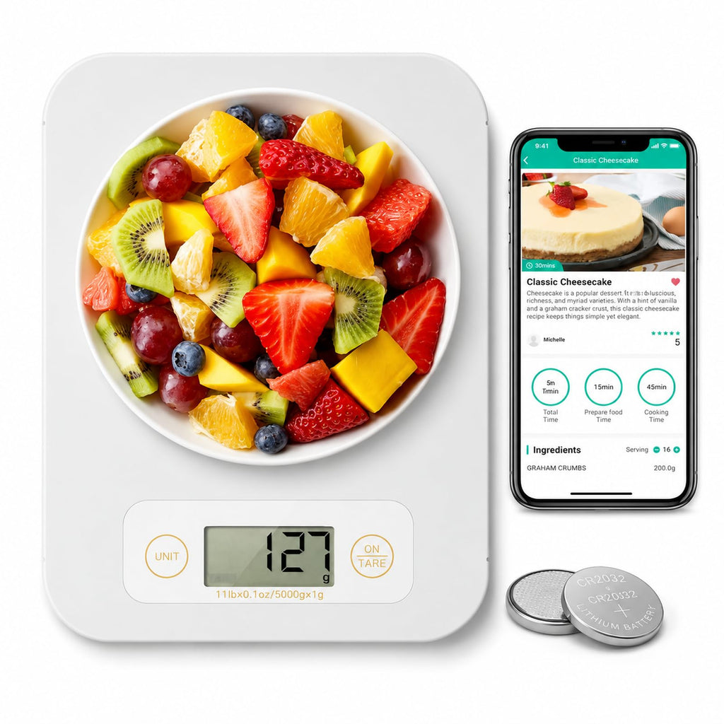 URAMAZ Smart Food Scale with Nutritional Calculator, Digital Kitchen Scale with Bluetooth App for Weight Loss, Food Weight Scale for Diet, Keto, Macro, Calories Counting, Tracking, 11lb