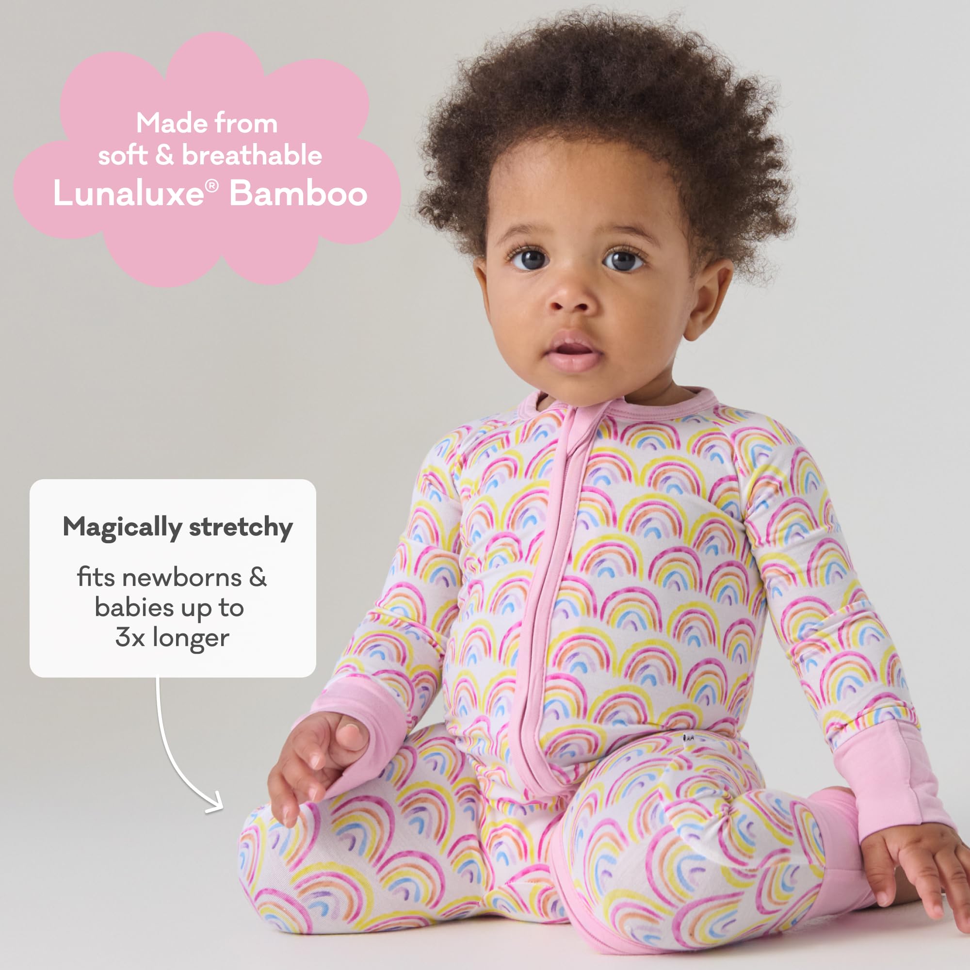 Little Sleepies Baby Pajamas, Pastel Rainbows, Preemie