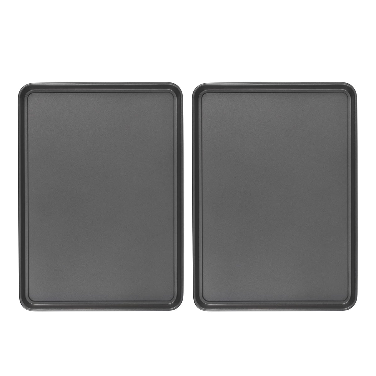 GoodCook Set of 2 Nonstick Steel 9" x 6" Toaster Oven Mini Baking Sheets with Racks, Gray