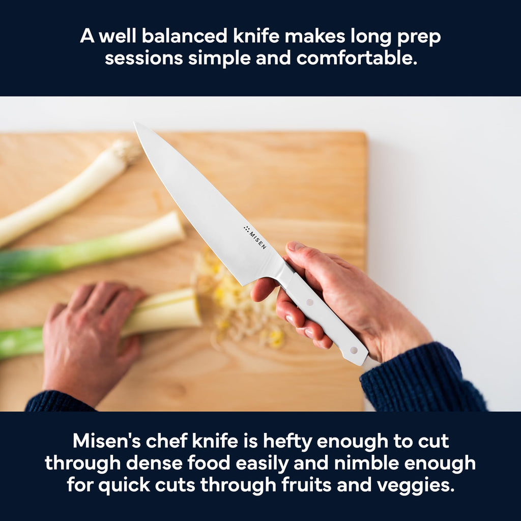 Misen 8 Inch Chef Knife, AUS-10 Japanese Stainless Steel - White
