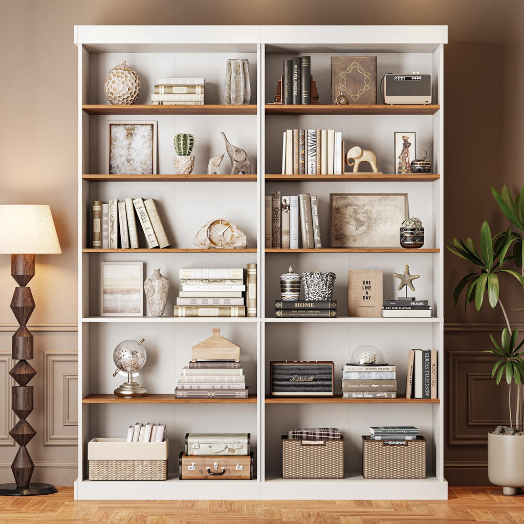 ivaniti 70.8" Tall Farmhouse Kitchen Pantry Cabinet, Modular Storage Cabinet with 6-Tier Adjustable Shelves, White, Wooden Hutch for Living Room, Kitchen, Set of 4