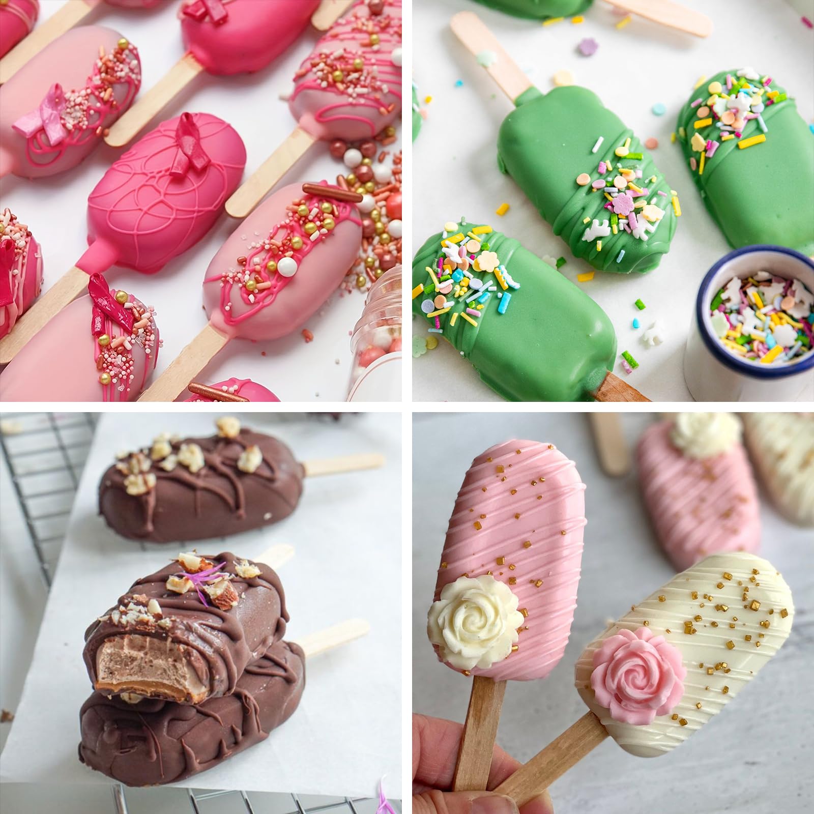 WMKGG Popsicle Silicone Molds Set, 2 PCS Ice Cream Cakesicles Molds