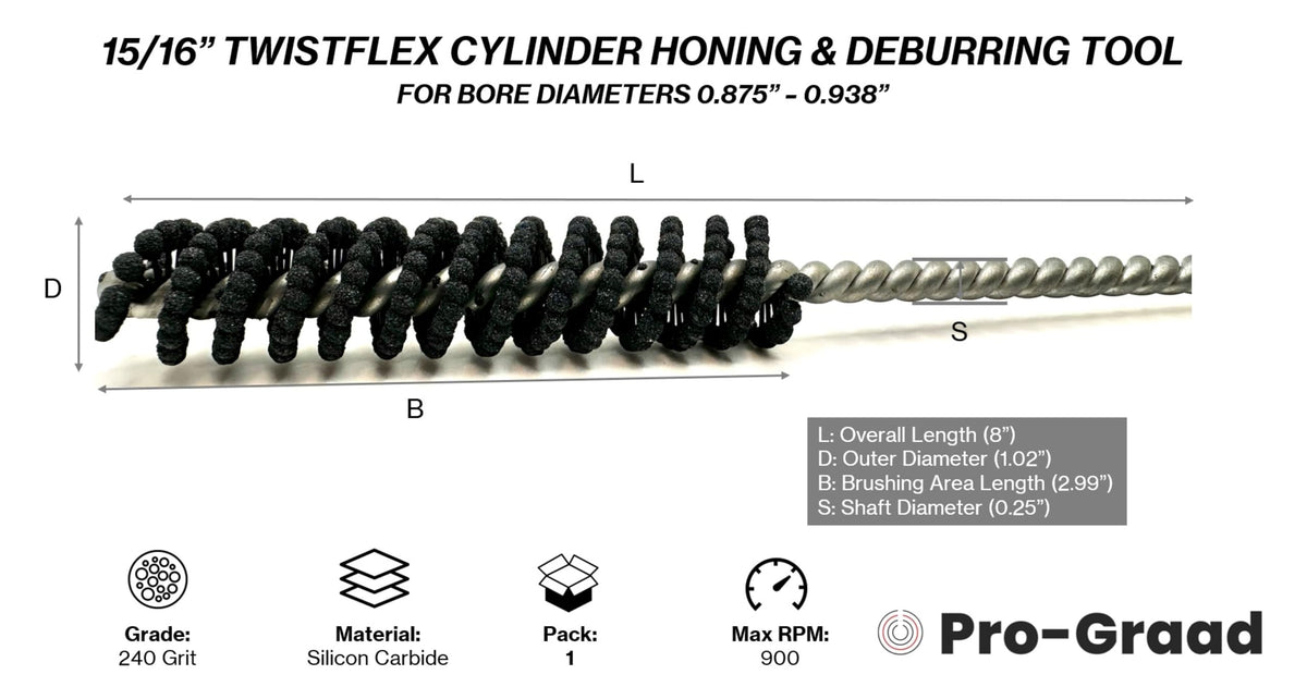 3" 240 Grit Silicon Carbide TwistFlex Cylinder Hone for 2.8"- 3.02" Bores
