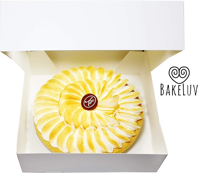 BAKELUV Pie Boxes for 9 Inch Pie | White, 12 Pack | 9x9x2.5 Bakery Box with Window, 9x9 Cookie Box, 9 Inch Pastry Boxes with Window Bulk, Cake Boxes, Auto Pop Up