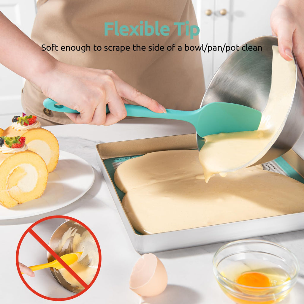 U-Taste Silicone Spoon Spatula Set of 3, 600°F High Heat Temp, Aqua Sky