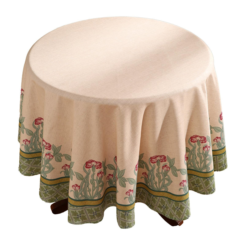 patdrea Vintage French Linen Tablecloth,Round,Diameter 67"-Wensel