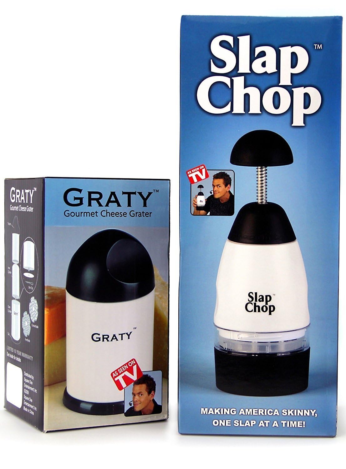 Original Slap Chop Slicer with Stainless Steel Blades & Cheese Graty | Manual Food Chopper & Twist Grater for Cheese, Vegetables, Salad Toppings, & More | Lightweight & Easy to Clean