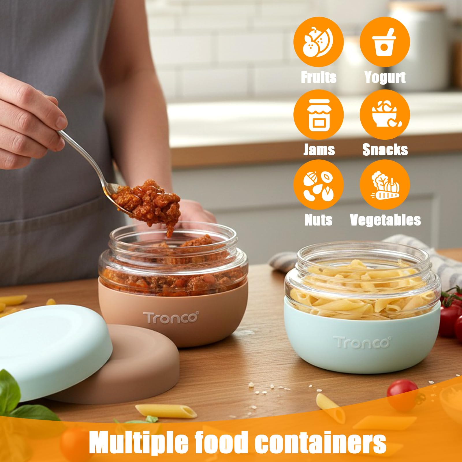 Tronco 16 oz Glass Food Storage & Lunch Bowl Containers with Airtight Lids