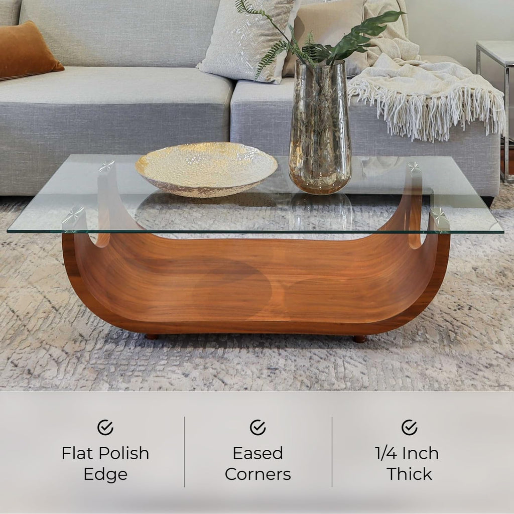 Clear Rectangle Tempered Glass Table Top 24" x 48", 1/4" Thick Flat Polished Edge, Scratch Resistant, Easy Clean Replacement for Dining, Coffee, or Office Tables – Fab Glass and Mirror