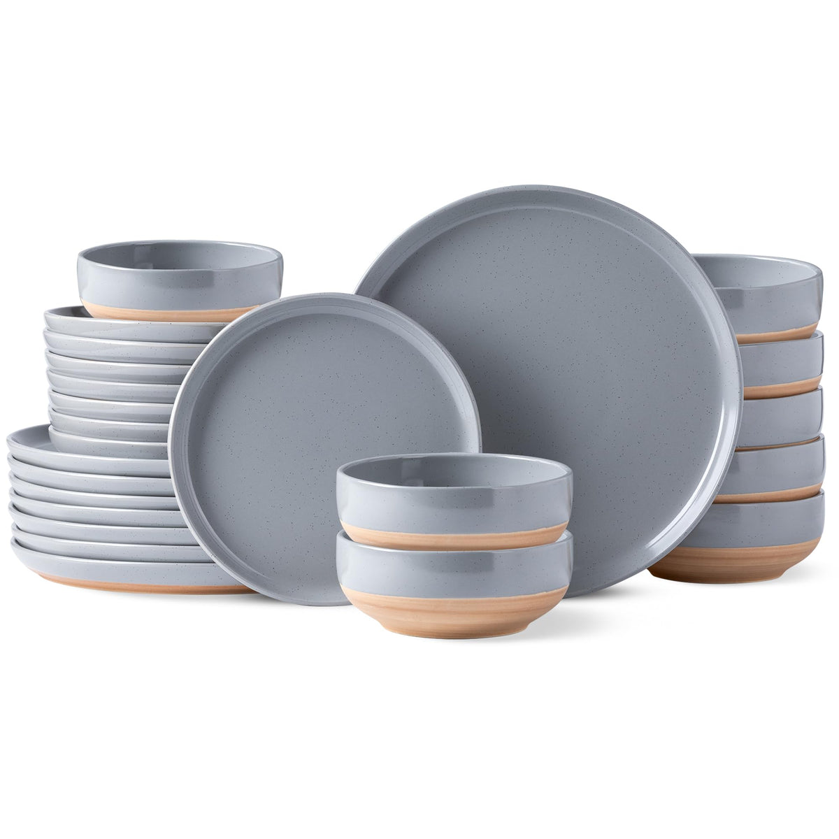 AmorArc Dinnerware Sets for 8, 24 Pieces Ceramic Plates and Bowls Set