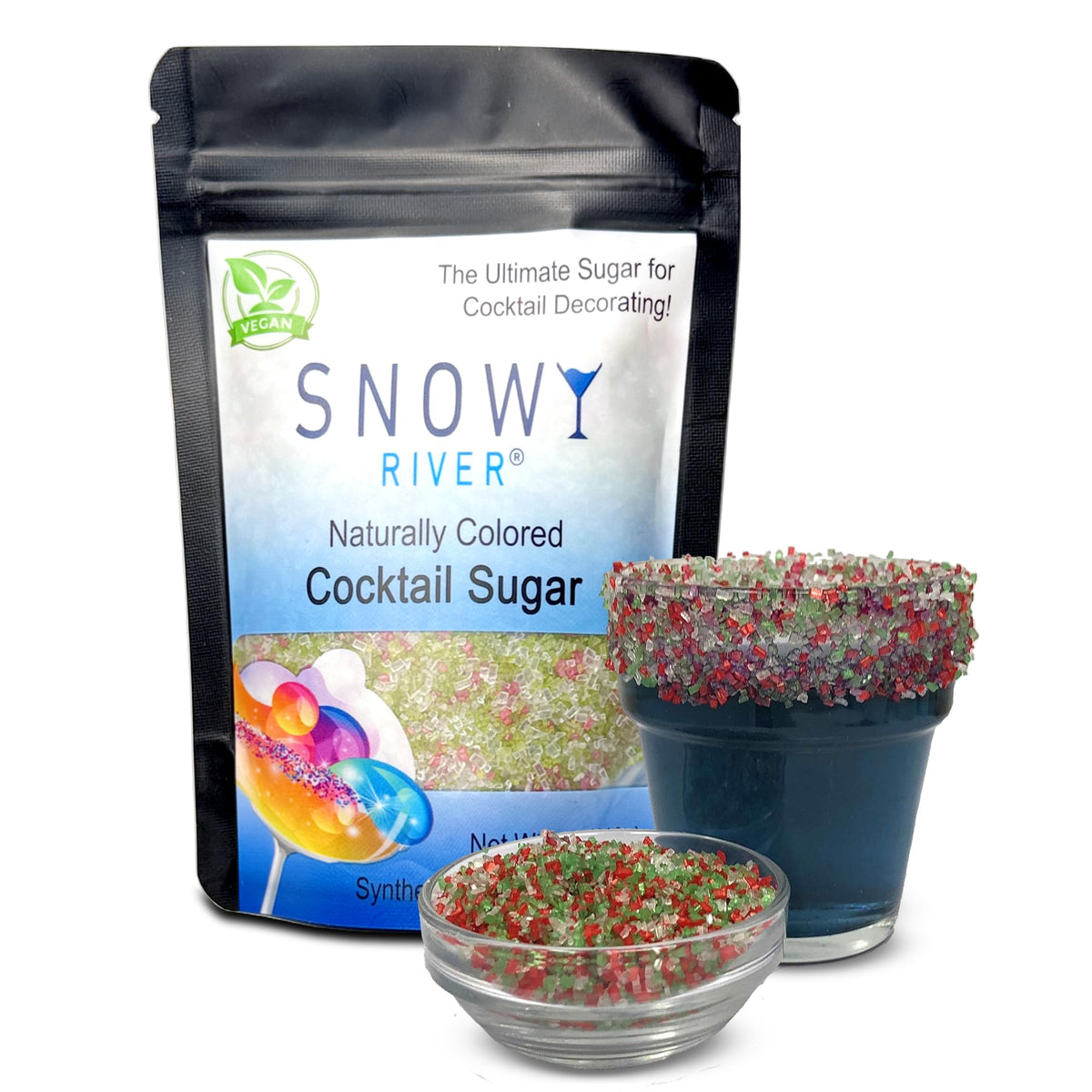 Snowy River Blue Dream, Cocktail & Margarita Sugar Rimmer - Vibrant Naturally Colored Sugar for Cocktail Rimming, Baking & Decorating, Medium Crystal - 80oz