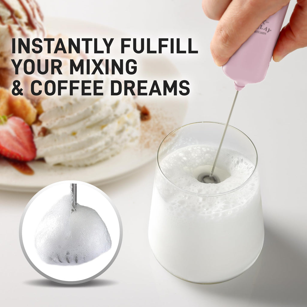 Mini & Mighty Milk Frother Wand – Powerful Handheld Coffee Frother, Battery Operated Drink Mixer – Compact Pocket Size – Detachable Whisk for Latte, Cappuccino, Matcha, Hot Chocolate