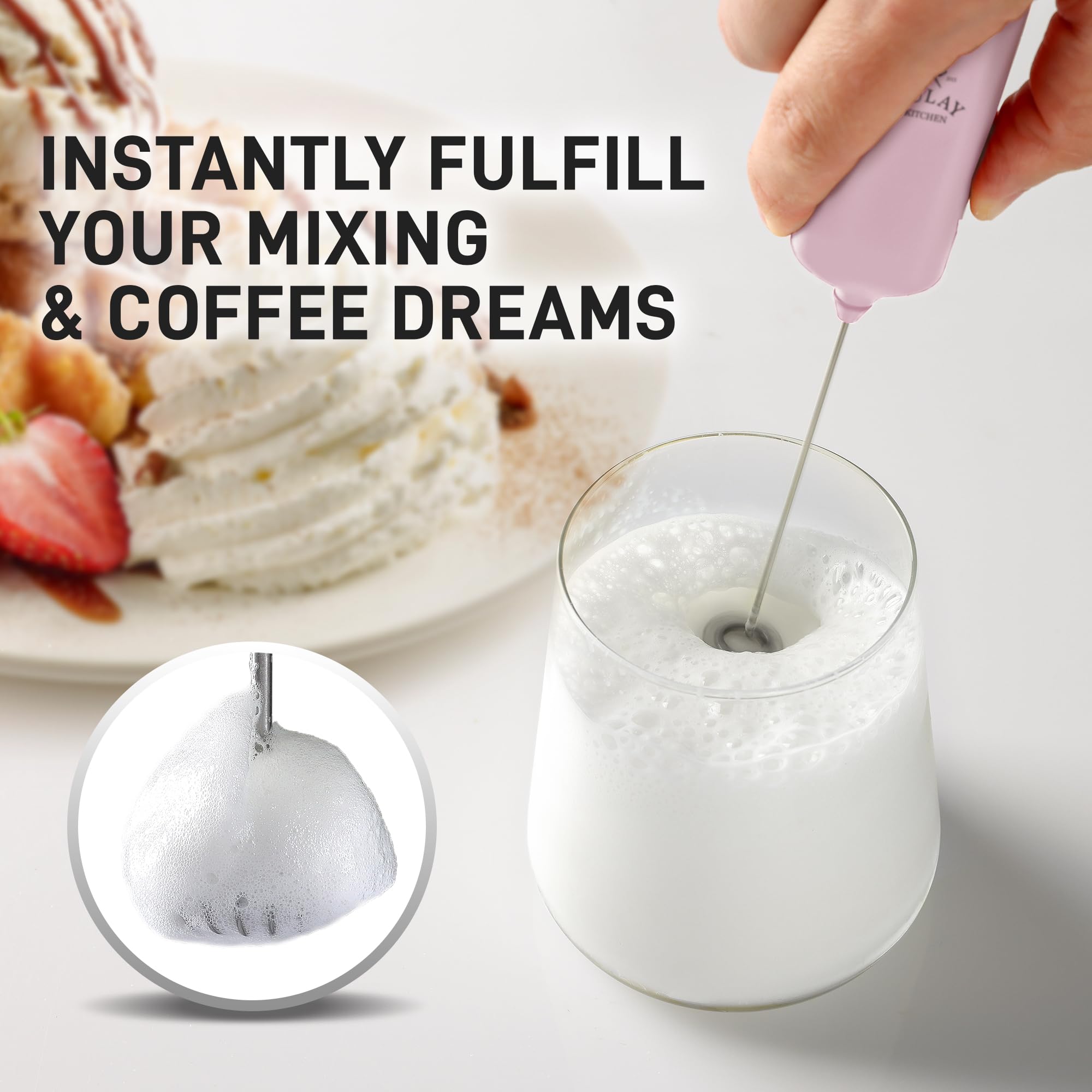 Mini & Mighty Milk Frother Wand – Powerful Handheld Coffee Frother, Battery Operated Drink Mixer – Compact Pocket Size – Detachable Whisk for Latte, Cappuccino, Matcha, Hot Chocolate