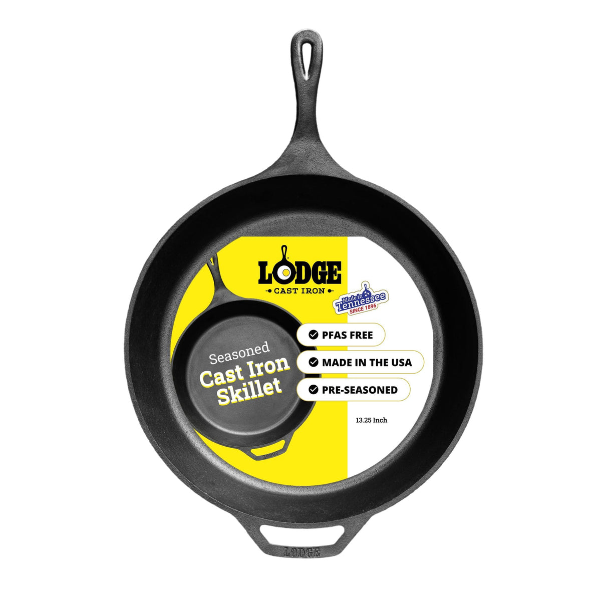 Lodge Pre-Seasoned Cast Iron Skillet, PFAS-Free, 13.25 Inches