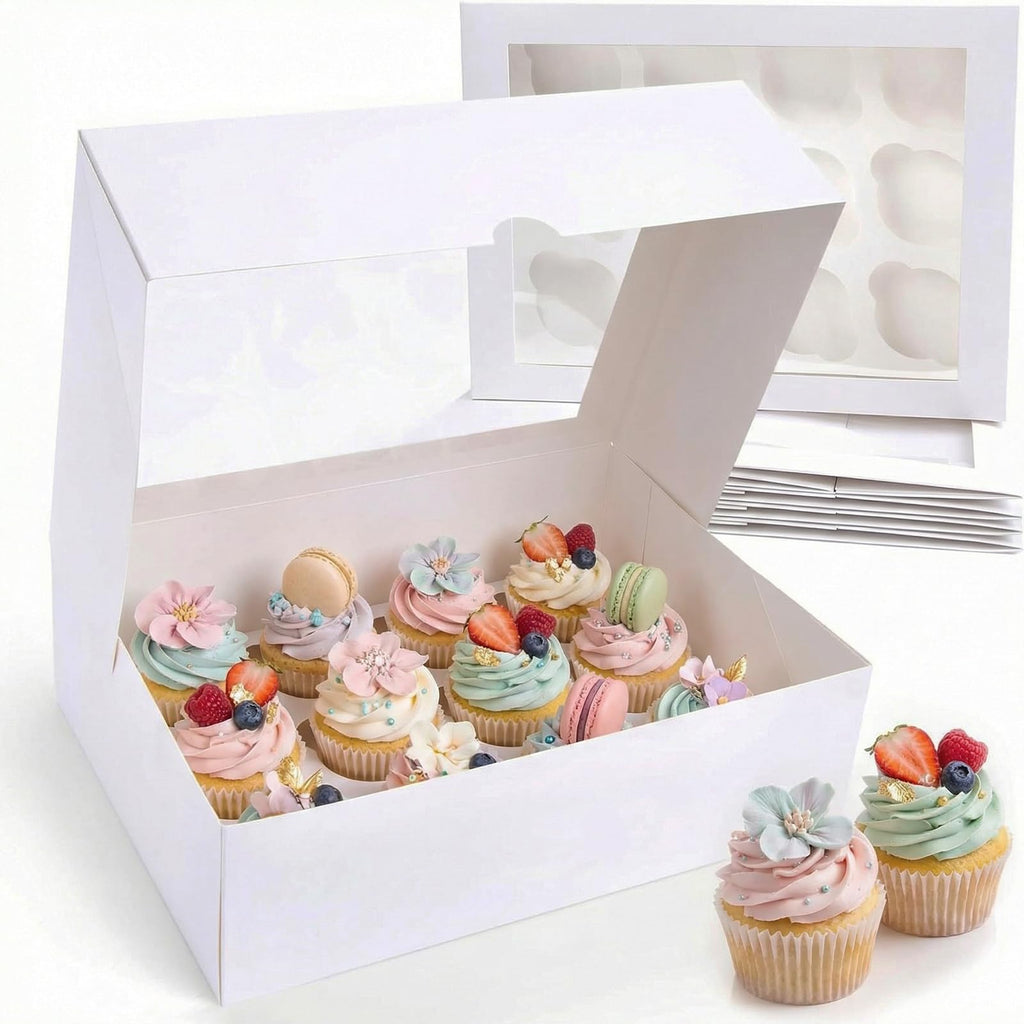 VGOODALL 6 PCS Cupcake Containers, 12 Count Cupcake Holders with Window