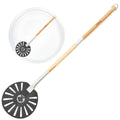 Chef Pomodoro 9-Inch Aluminum Pizza Turning Peel, Detachable Wood Handle