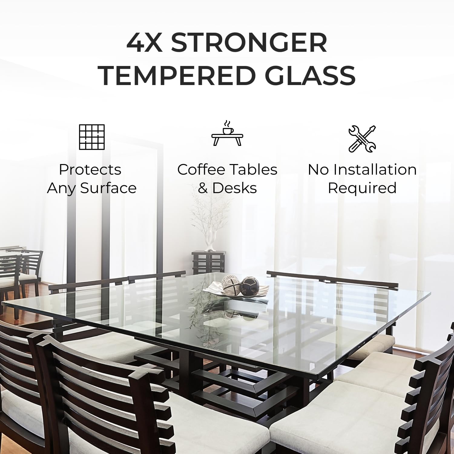 Clear Rectangle Tempered Glass Table Top 24" x 48", 1/4" Thick Flat Polished Edge, Scratch Resistant, Easy Clean Replacement for Dining, Coffee, or Office Tables – Fab Glass and Mirror