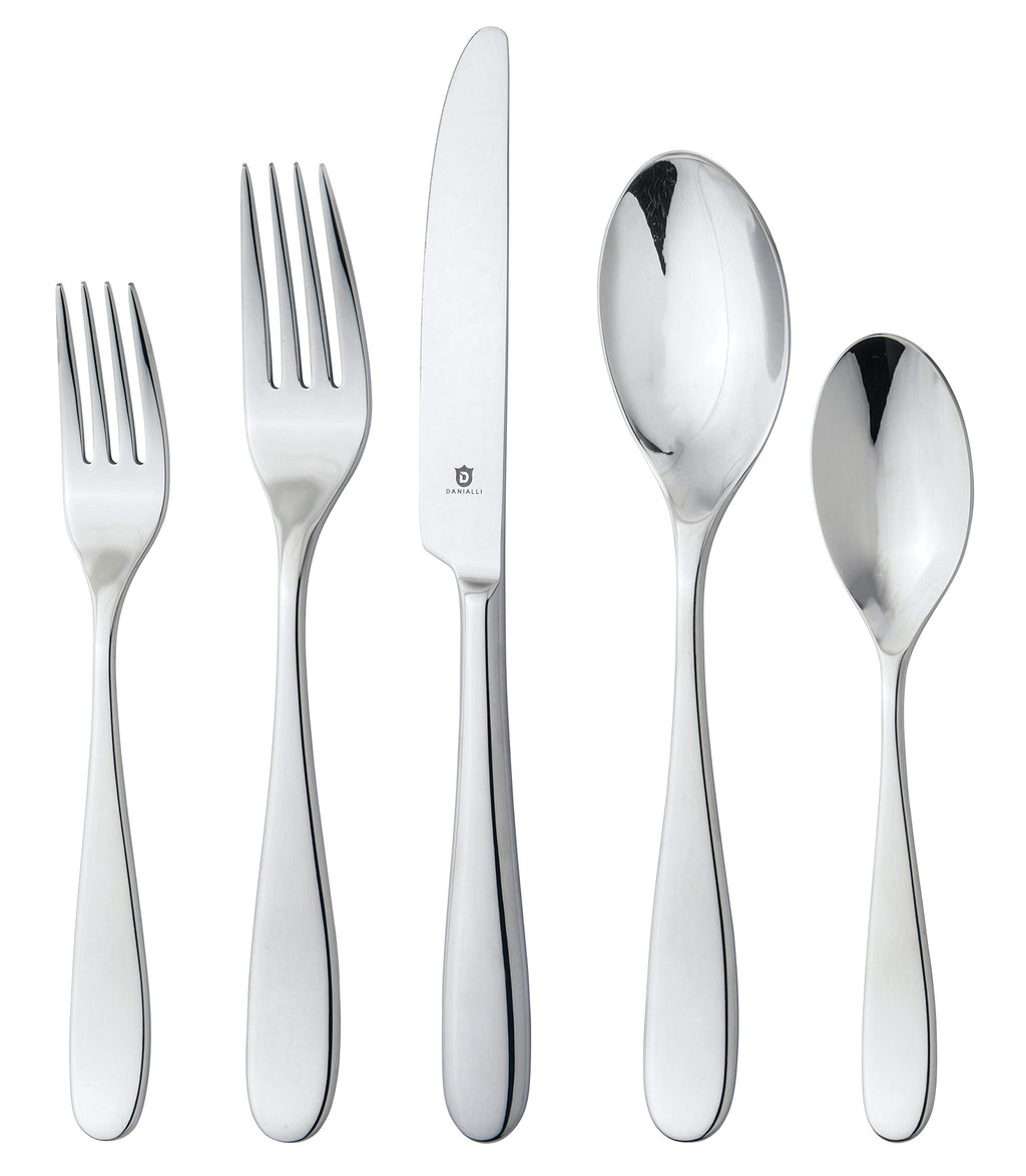 DANIALLI Engraved Silverware Set for 8 | 18/10 Stainless Steel Flatware with Mirror Finish and Engraved Handles | Heavy-Duty, Dishwasher Safe, Built to Last (40-Piece, Mezzano Engraved)