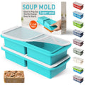 Silicone Freezer Tray with Lid Soup Freezer Container Molds with Steel Reinforced Rim Ice Cube Freezer Molds for Soup, Sauce, Leftovers, Homemade Meal Prep Containers Portion Control Food Storage
