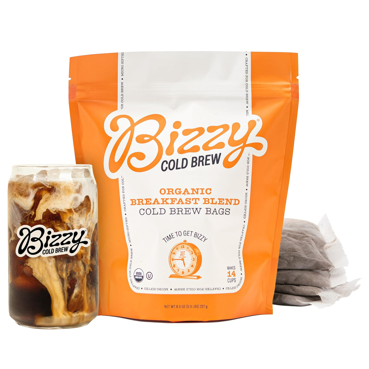 Bizzy Organic Cold Brew Coffee, Dark & Bold Blend, Brew Bags, 4 ct