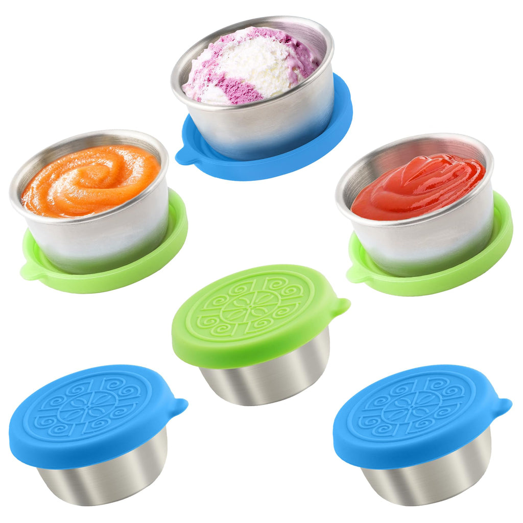 Qukaka 1.6 oz Stainless Steel Salad Dressing Containers with Lids, 6 Pack