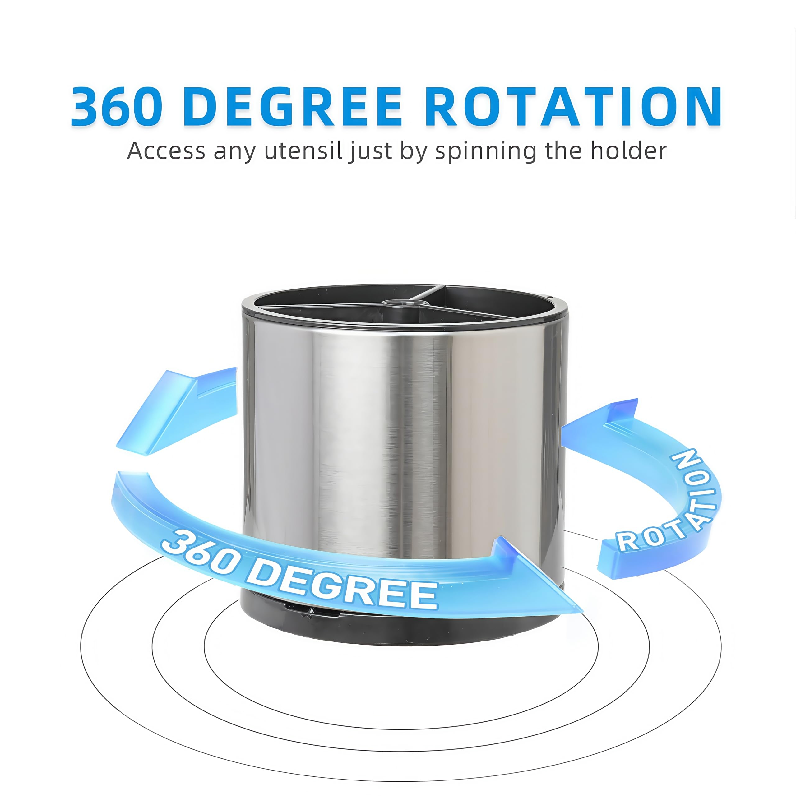 LIBODOUR Utensil Holder, 360°Rotating Kitchen Utensil Holder For Counter