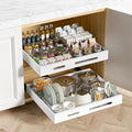 HBL' 2 Pack | 21" Deep Pull Out Cabinet Organizer Adhesive, (13.8" to 22.0") Width Expandable Sturdy Carbon Steel Roll-Out Drawers, Designed for Frameless Cabinets, Slide-Out Shelves for Pantry.