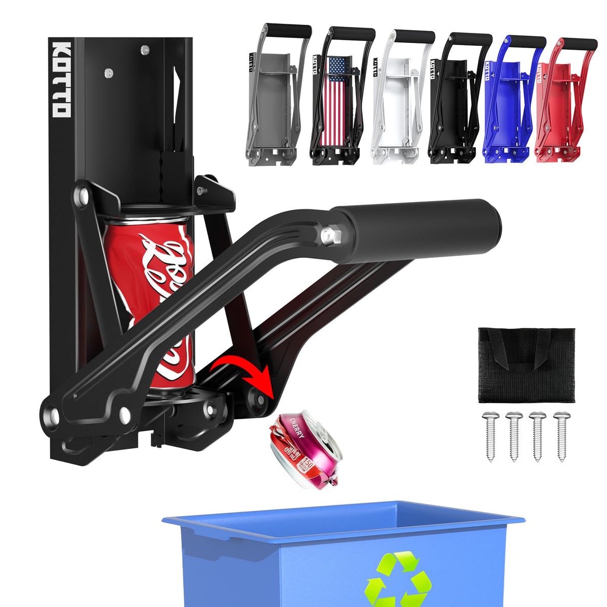 Kotto Can Crusher Wall Mounted for Recycling 8-16oz Aluminum Cans