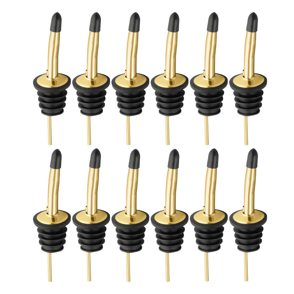 Pafusen 12 Pack Liquor Bottle Pourers, Liquor Pour Spout for Liquor Bottles, Stainless Steel Olive oil Dispenser Spout, Alcohol Pourer Spouts Dust Caps Long Covers, Sliver