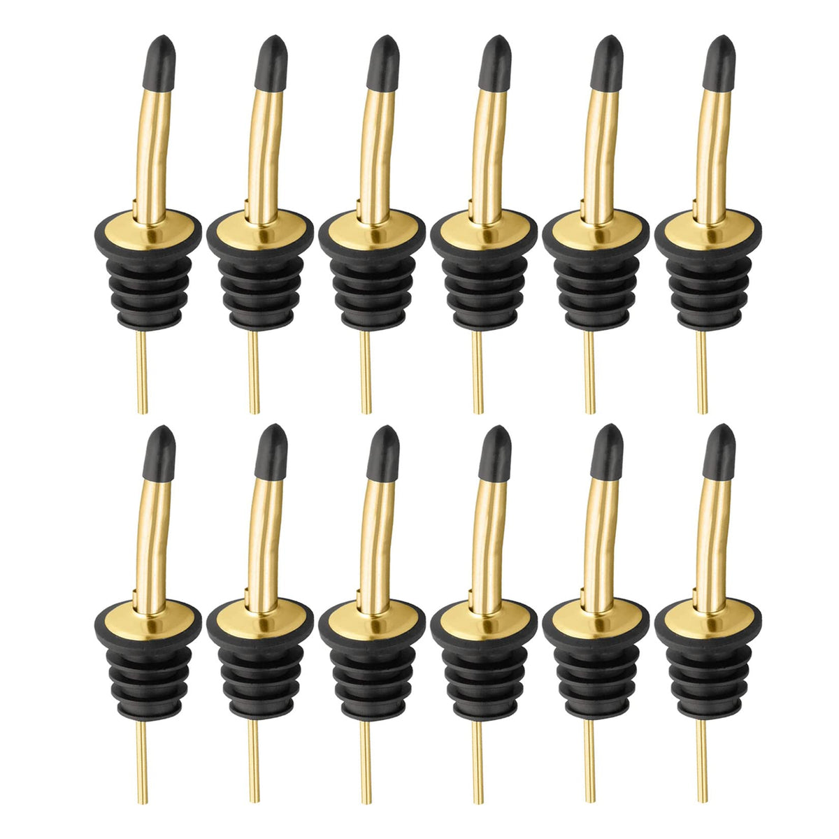 Pafusen 12 Pack Liquor Bottle Pourers, Liquor Pour Spout for Liquor Bottles, Stainless Steel Olive oil Dispenser Spout, Alcohol Pourer Spouts Dust Caps Long Covers, Sliver