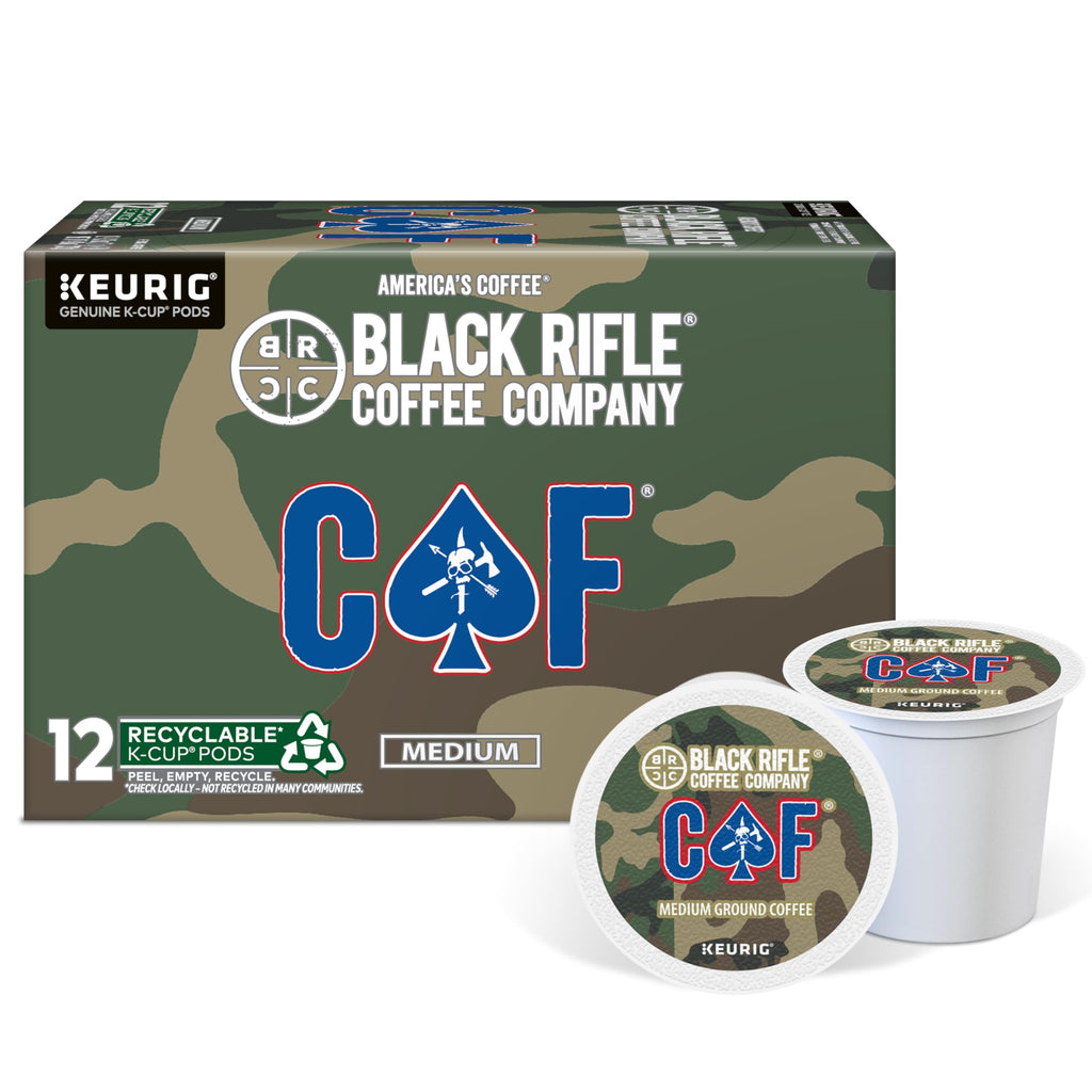 Black Rifle Coffee Company CAF, 12 Count, Medium Roast K Cups - Single Serve K Cups Coffee Pods - Kcup Pods Compatible with all Keurig machines - Made from Arabica Beans