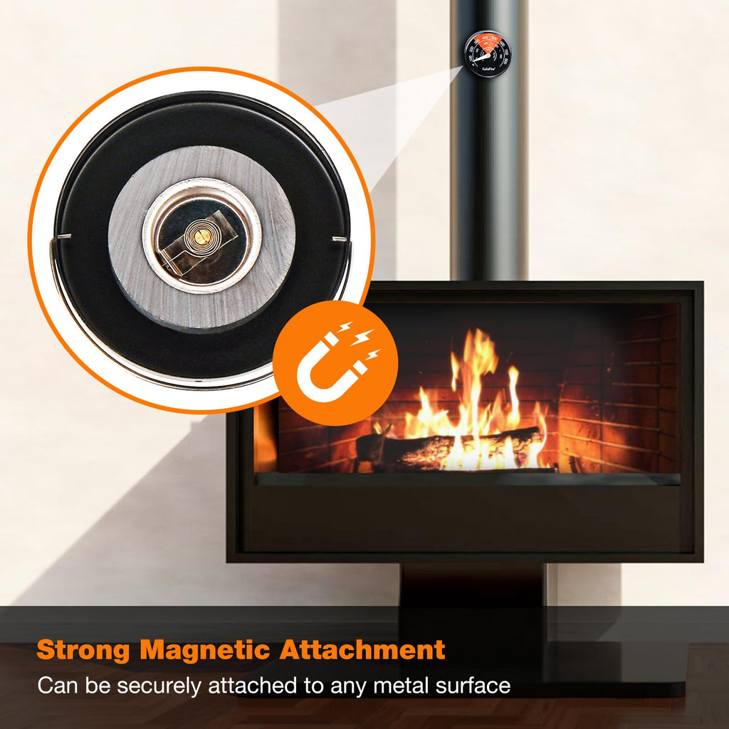 GALAFIRE 2PCS Wood Stove Thermometer Magnetic for Wood Burning Stove Burn Indicator for Gas Stoves Pellet Stove