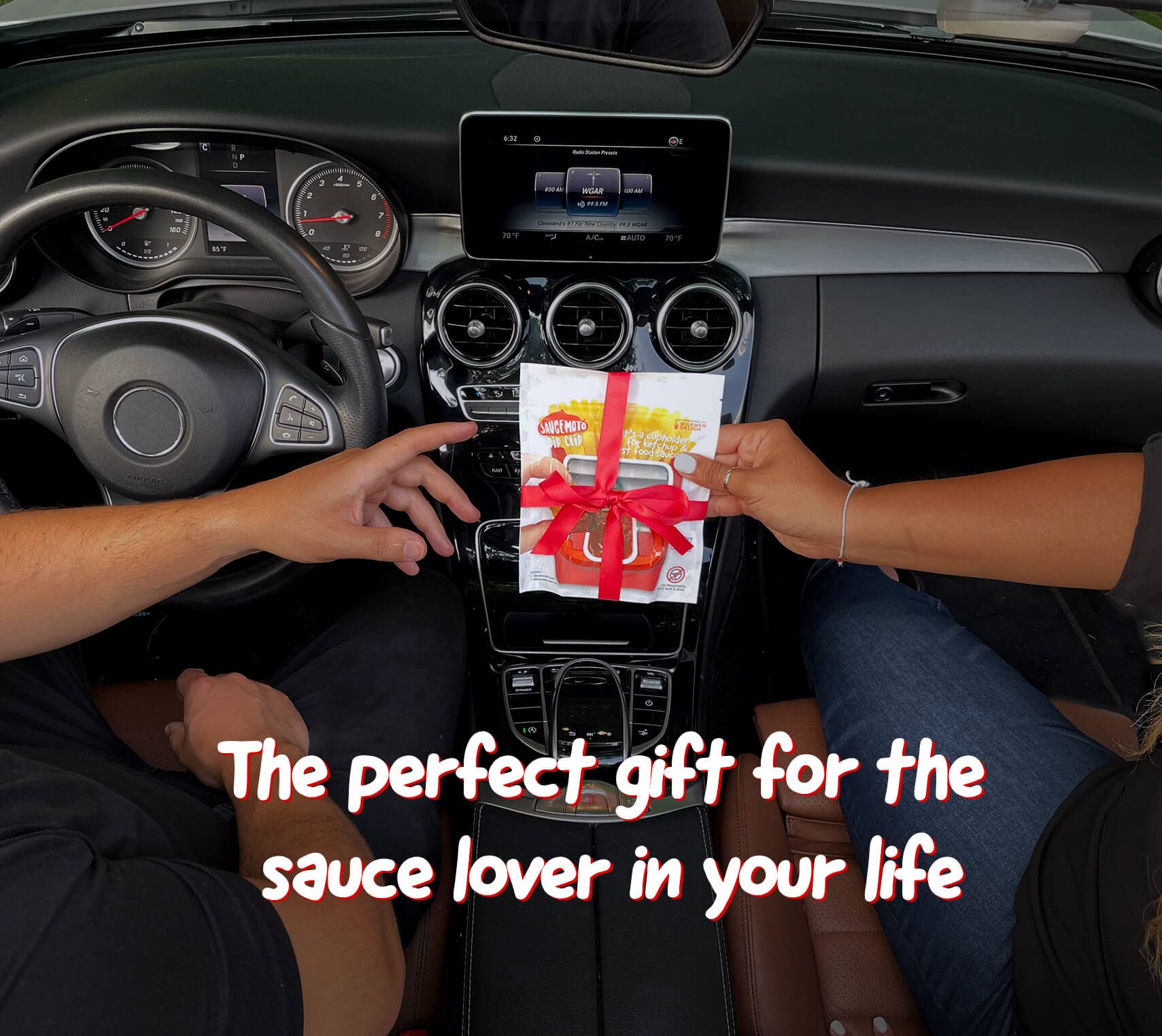 Saucemoto Dip Clip | An in-car sauce holder for ketchup and dipping sauces. As seen on Shark Tank (2 Pack, Black)