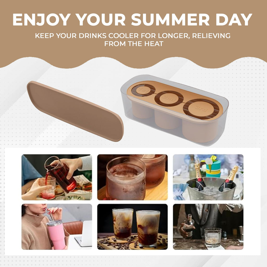 NKAM 20-40 oz Ice Molds for Stanley Cup - Silicone Ice Cube Tray with Lid and Bin for Chilling Cocktails, Whiskey, Drinks, Coffee - BPA-Free, Easy Fill and Release Ice Maker Tray for Freezer
