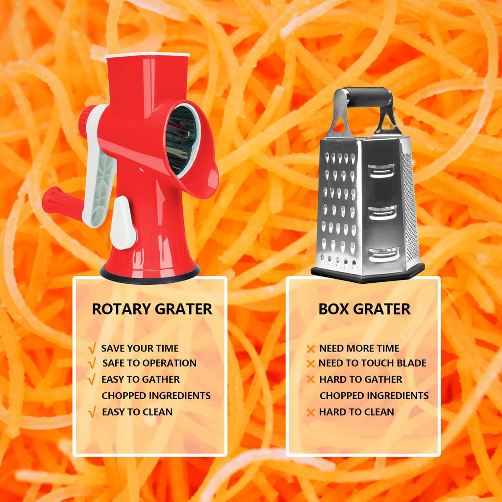 TiwisiTe Rotary Cheese Grater with Handle-Versatile Cheese Grater
